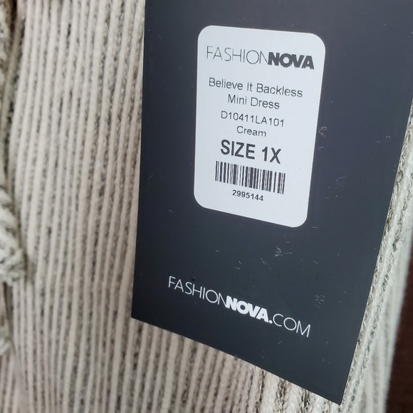 Fashion Nova Cream Ribbed Believe It Backless Mini Dress Size 1X NWT - Picture 11 of 11